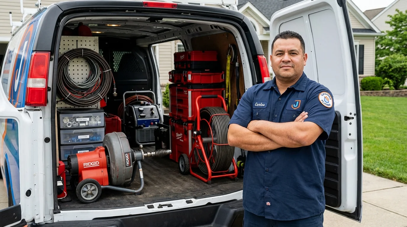 Professional drain cleaning equipment and Johns Plumbing LLC plumber in Aliquippa