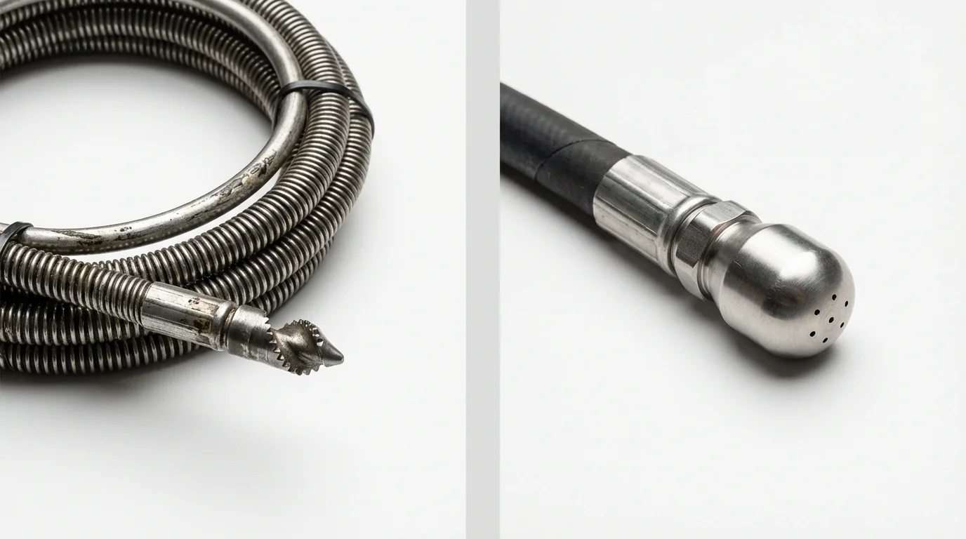 Drain snake cable and hydro jetting nozzle used for drain cleaning in Aliquippa, PA