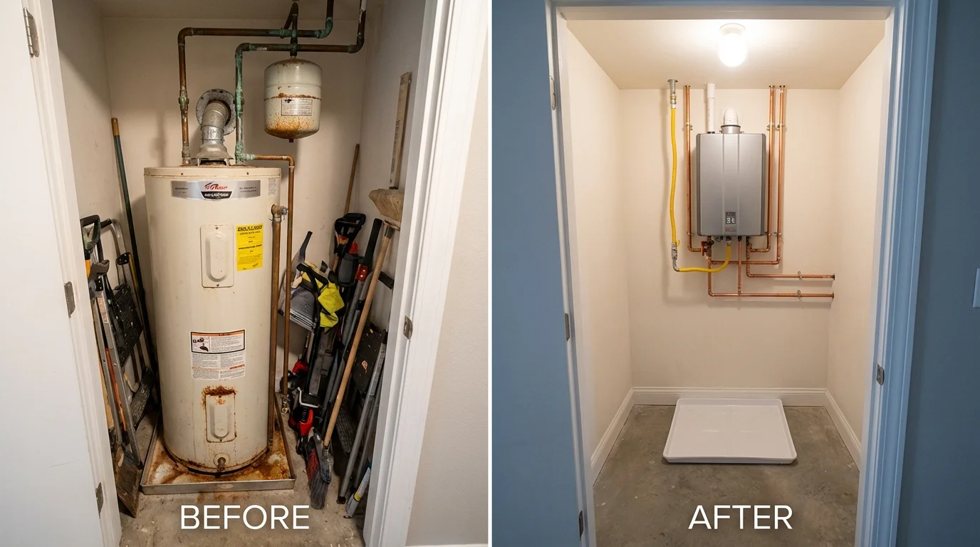 Tank water heater versus wall-mounted tankless unit comparison for Aliquippa, PA homeowners